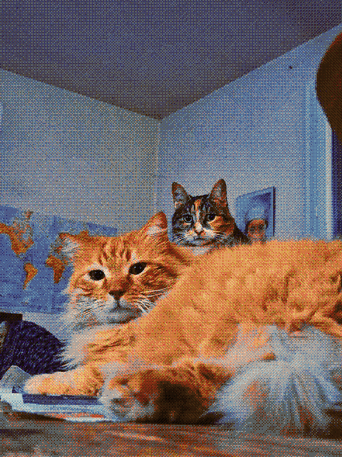Photo de mes chats assis ensemble et regardant la caméra