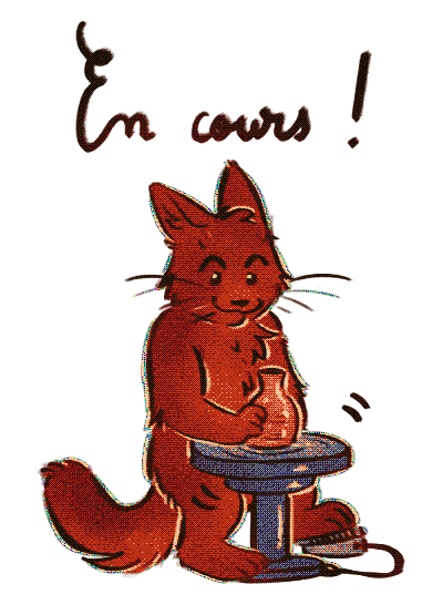 Dessin digital d'un chat qui utilise le bol de potier