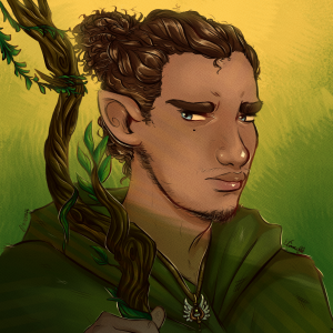 Digital painting of an elf character with a bow