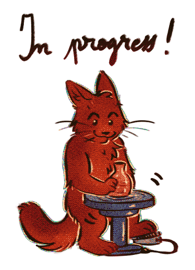 Digital drawing on a cat using the potter wheel