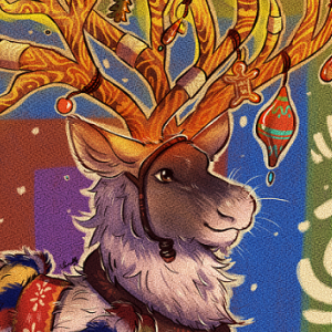 Digital painting d'un renne avec des décorations Saami et de Noël