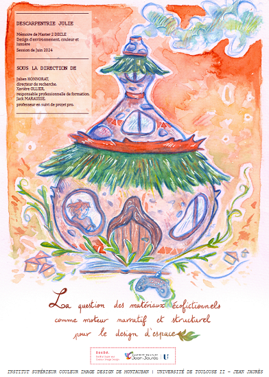 Dessin digital et aquarelle pour la couverture de mon mémoire