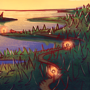 Digital painting of world building concepts